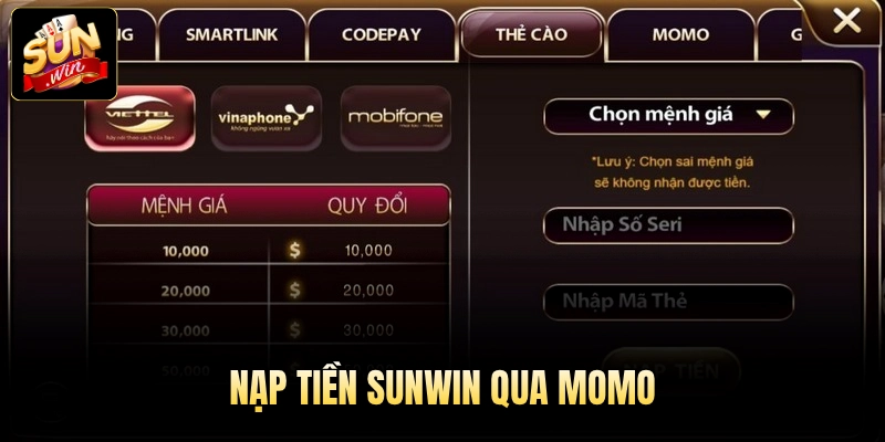 Nạp tiền Sunwin qua Momo